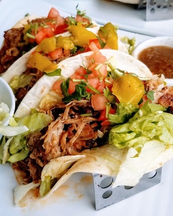 Jerk Pork Tacos - Sunshine Grill - Grand Cayman