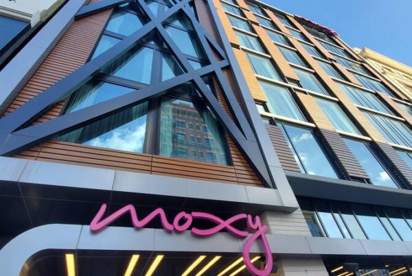Landscape view of Moxy San Diego entrance